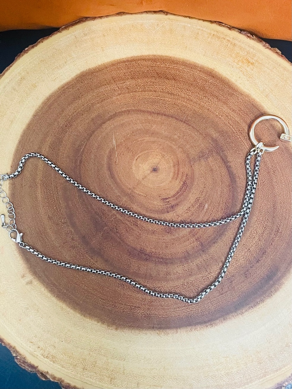 Two Tone Iced Out Bent Nail Necklace Gold and Rhodium Designer Inspired NWOT - Picture 7 of 10